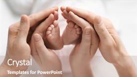  Presentation with parents - Audience pleasing slide deck consisting of young parents holding feet backdrop and a coral colored foreground