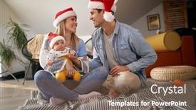 Presentation with new baby - Colorful presentation enhanced with young-parents-overwhelmed-with-love backdrop and a violet colored foreground