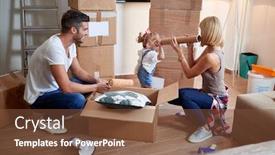  Presentation with new beginning - Beautiful presentation featuring young-parents-playing backdrop and a tawny brown colored foreground