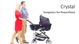  Presentation with parents - Cool new PPT theme with young parents pushing a baby backdrop and a white colored foreground