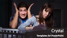  Presentation with newborn baby - Slides with young parents sleepless with newborn background and a dark gray colored foreground