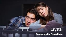  Presentation with newborn baby - PPT theme having young parents sleepless with newborn background and a tawny brown colored foreground