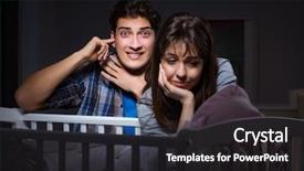  Presentation with new parents baby and dr - Slide deck consisting of young parents sleepless with newborn background and a dark gray colored foreground