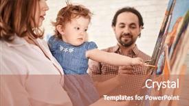  Presentation with painting walls paint roller - Colorful presentation theme enhanced with young parents teaching their daughter backdrop and a  colored foreground