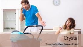  Presentation with expecting parents - PPT layouts with young parents with baby expecting background and a coral colored foreground