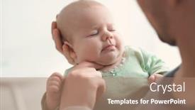  Presentation with sleeping baby - Amazing presentation having young parents with sleeping baby at home backdrop and a coral colored foreground