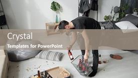  Presentation with room cleaning - Amazing presentation having young-party-maker-throwing-empty backdrop and a gray colored foreground