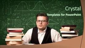  Presentation with school-desk - Slides having young-passionate-male-teacher-sitting background and a tawny brown colored foreground