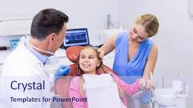  Presentation with young children - Theme consisting of young patient at dental background and a sky blue colored foreground