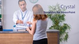  Presentation with hospital - Slides with young-patient-at-the-reception background and a sky blue colored foreground