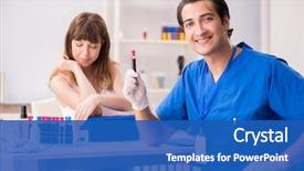  Presentation with blood test - Amazing slide deck having young patient during blood test backdrop and a teal colored foreground