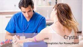  Presentation with blood veins - Amazing PPT layouts having young patient during blood test backdrop and a lemonade colored foreground