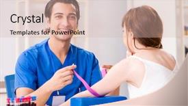  Presentation with blood test - Theme with young patient during blood test background and a soft green colored foreground