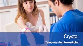  Presentation with blood test - Theme having young patient during blood test background and a ocean colored foreground