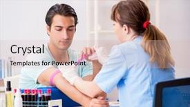  Presentation with blood test - Slide deck with young patient during blood test background and a lemonade colored foreground