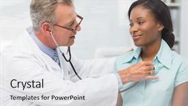  Presentation with patient and doctor - Slide set featuring young patients chest with stethoscope background and a white colored foreground