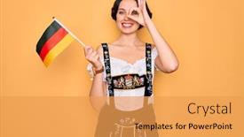  Presentation with patriotic - Amazing PPT theme having young-patriotic-german-woman backdrop and a yellow colored foreground