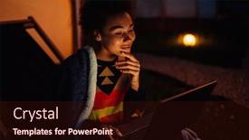  Presentation with glamping - Presentation theme consisting of young-pensive-african-woman background and a wine colored foreground