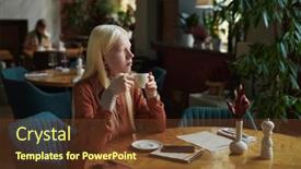  Presentation with green tea - PPT layouts with young-pensive-albino-woman background and a tawny brown colored foreground