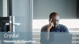  Presentation with organization development - Slide set consisting of young-pensive-businessman-watching-online background and a seafoam green colored foreground