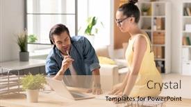  Presentation with points - Audience pleasing PPT layouts consisting of young-pensive-businessman backdrop and a coral colored foreground