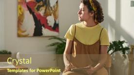  Presentation with sketching - PPT layouts having young-pensive-female-artist background and a  colored foreground