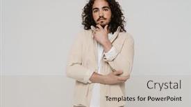  Presentation with long hair man - Slide set featuring young-pensive-hispanic-man background and a mint green colored foreground