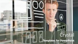  Presentation with noticeboard - PPT layouts enhanced with young-pensive-male-software-developer background and a gray colored foreground