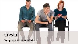  Presentation with waiting room furniture - Slide deck featuring young people are waiting background and a light gray colored foreground