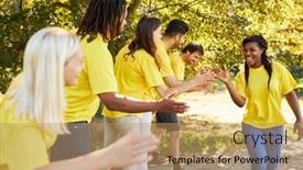  Presentation with summer event - Theme consisting of young-people-as-a-competition background and a coral colored foreground
