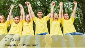  Presentation with spirit - Audience pleasing theme consisting of young-people-as-a-successful backdrop and a yellow colored foreground