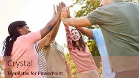  Presentation with building team - Slides featuring young-people-as-friends-give background and a coral colored foreground