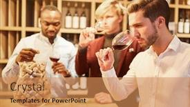  Presentation with wine tasting - Presentation theme with young-people-at-a-wine background and a coral colored foreground