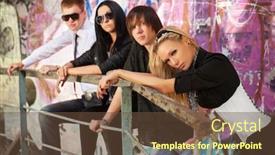  Presentation with graffiti - Audience pleasing presentation theme consisting of young people at the graffiti wall backdrop and a tawny brown colored foreground