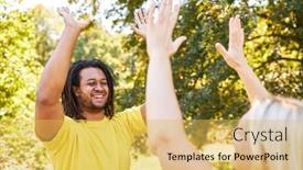  Presentation with building team - Theme enhanced with young-people-at-the-high background and a yellow colored foreground