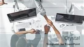  Presentation with interview - Amazing PPT layouts having young-people-at-the-interview backdrop and a light blue colored foreground