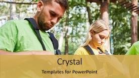  Presentation with course - Audience pleasing PPT layouts consisting of young people beginner course sport climbing fasten harness backdrop and a yellow colored foreground