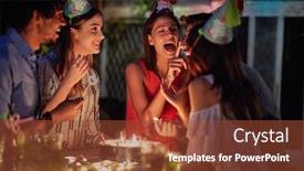  Presentation with celebrate - Beautiful presentation theme featuring young-people-celebrate-a-birthday backdrop and a tawny brown colored foreground