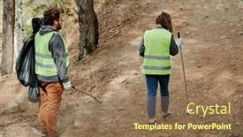  Presentation with organisation - Presentation design consisting of young-people-coming-home background and a coral colored foreground