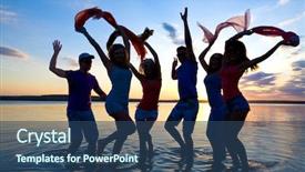  Presentation with young people diversity - Theme having young people dancing and spraying background and a ocean colored foreground