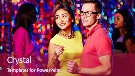  Presentation with disco - Amazing theme having young people dancing at disco party backdrop and a crimson colored foreground