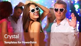  Presentation with dancing - Slide set featuring young people dancing at party background and a  colored foreground