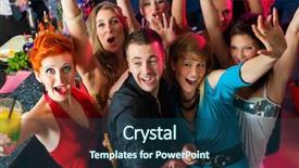  Presentation with disco - Colorful PPT theme enhanced with young people dancing in club backdrop and a ocean colored foreground