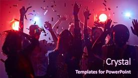  Presentation with club - Cool new PPT layouts with young people dancing in night backdrop and a wine colored foreground
