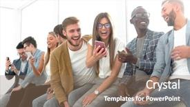  Presentation with group of people praying to god - Amazing PPT layouts having young people discussing new information backdrop and a coral colored foreground