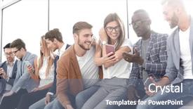  Presentation with big group people - Amazing slide deck having young people discussing new information backdrop and a gray colored foreground