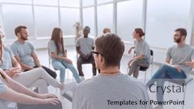  Presentation with ideas - Amazing theme having young-people-discussing-their-ideas backdrop and a light gray colored foreground