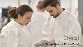  Presentation with internship - PPT theme featuring young-people-doing-an-internship background and a light gray colored foreground