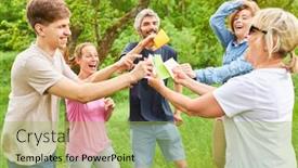  Presentation with motivation - PPT theme having young-people-draw-colorful-cards background and a yellow colored foreground