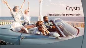  Presentation with community service happy volunteer group - Audience pleasing theme consisting of young people driving a car backdrop and a lemonade colored foreground